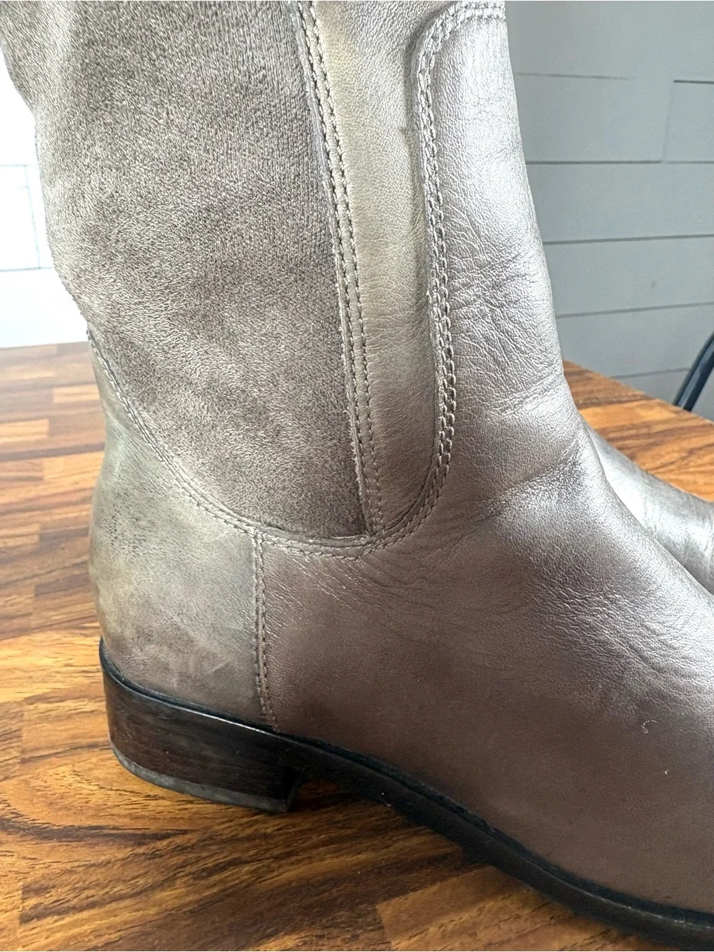 Cole Haan Nike Air Leather Tall Riding Boots Womens 8.5B Gray Knee High